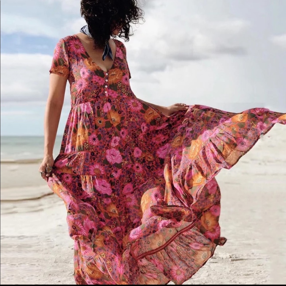 TheBoldBohemian Floral Maxi Dress - Pink and Red